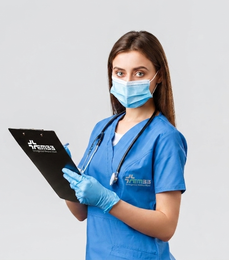 Enfermera EM33 lista para atender emergencias médicas